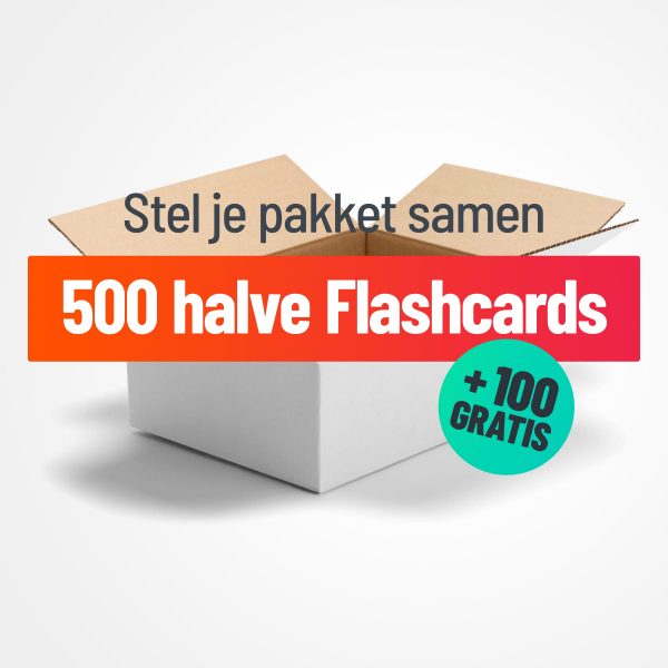 pakket halve flashcards samenstellen, 500 stuks