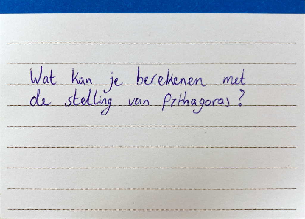 Flashcards kopen, standaard flashcards, wat kan je berekenen met de stelling van pythagoras? a7 flashcard